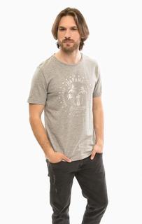 Серая футболка из хлопка с принтом Mustang