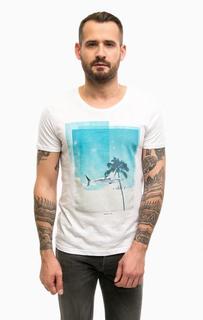 Хлопковая футболка с контрастным принтом Mavi