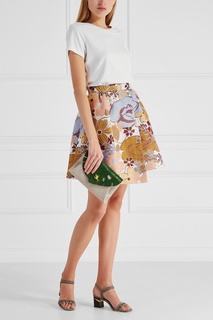 Клатч из кожи и льна Monstera Clutch Charlotte Olympia