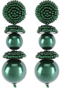 Серьги с отделкой из бисера Oscar de la Renta