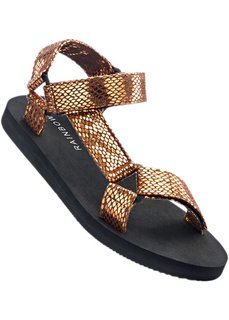 Сандалии (черный со змеиным узором/золотистый) Bonprix