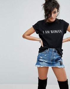 Футболка с принтом I Am Woman ASOS - Черный