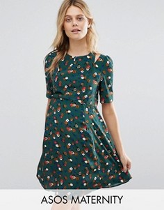 Чайное платье для беременных с вырезами на плечах ASOS Maternity - Мульти