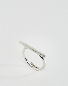 Регулируемое по размеру серебристое кольцо с планкой Made - Серебряный