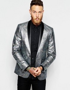 Блейзер слим с принтом металлик ASOS - Серебряный