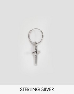 Серебряные серьги-кольца английской пробы с крестами-подвесками Serge De Nimes 925 - Серебряный
