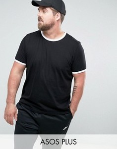 Футболка с контрастной отделкой ASOS PLUS - Черный