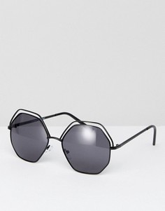 Черные металлические солнцезащитные очки с вырезами AJ Morgan - Черный