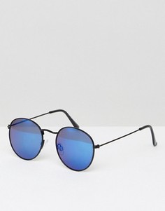 Круглые солнцезащитные очки с синими стеклами New Look - Синий