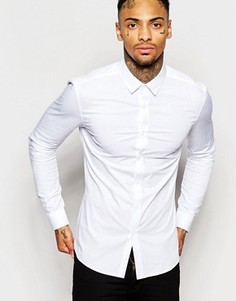 Белая облегающая рубашка с длинными рукавами ASOS - Белый