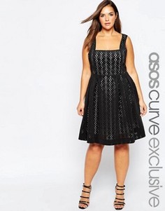 Платье дебютантки с лазерной отделкой ASOS CURVE - Черный