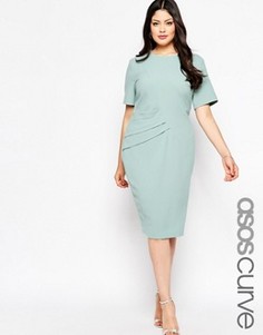Платье-футляр со складками сбоку ASOS CURVE Premium - Синий