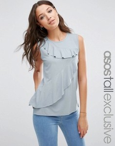 Топ с асимметричными оборками ASOS TALL - Синий
