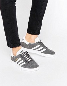 Серые замшевые кроссовки унисекс adidas Originals Gazelle - Синий