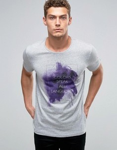 Футболка с принтом в виде пятен краски United Colors of Benetton - Серый