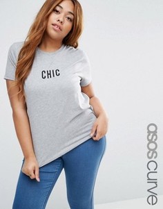 Футболка с принтом CHIC ASOS CURVE - Серый