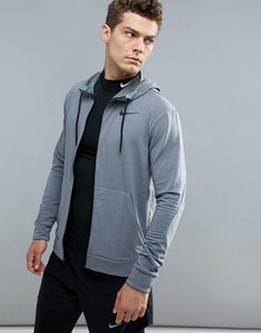 Худи серого цвета из ткани Dri-Fit от Nike Training 742210-065 - Серый