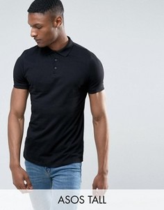 Черная футболка-поло ASOS TALL - Черный