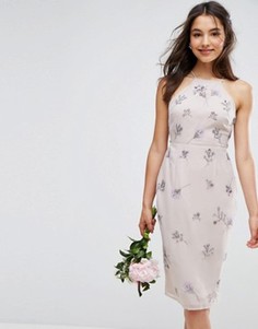 Платье миди с драпировкой сзади ASOS WEDDING - Мульти