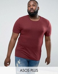Красная эластичная обтягивающая футболка с круглым вырезом ASOS PLUS - Бежевый