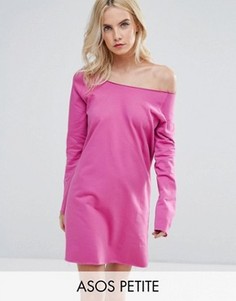 Трикотажное платье с открытыми плечами ASOS PETITE - Розовый