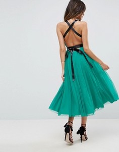 Платье миди для выпускного из тюля с лентой ASOS PREMIUM - Зеленый
