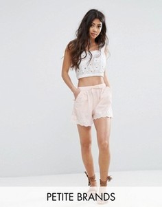 Шорты с вышивкой и фигурными краями Boohoo Petite - Розовый