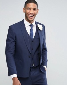 Темно-синий облегающий пиджак с ровным низом ASOS Wedding - Темно-синий