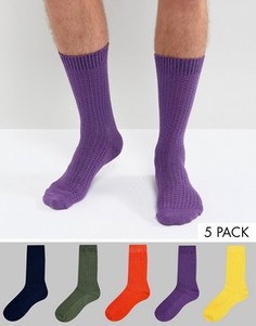 Набор из 5 пар носков ярких цветов из вафельного трикотажа ASOS - Мульти