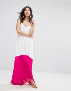 Платье макси с контрастным подолом Boohoo - Белый