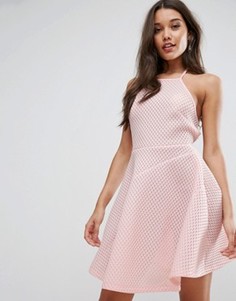 Короткое приталенное платье из ткани Airtex от ASOS - Розовый