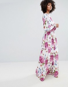 Платье с длинными рукавами и цветочным принтом Y.A.S - Мульти