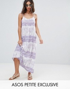 Платье макси с принтом тай-дай ASOS PETITE - Фиолетовый