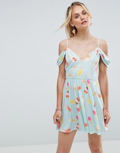 Приталенное летнее платье с принтом мороженого ASOS - Мульти