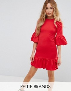 Платье мини с с рюшами по краю Glamorous Petite - Красный
