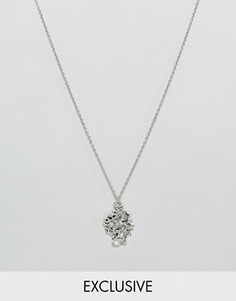 Ожерелье с подвеской в виде дракона Reclaimed Vintage Inspired - Серебряный