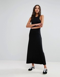 Платье макси с лифом в спортивном стиле ASOS City - Черный
