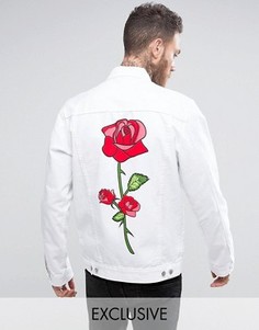 Свободная джинсовая куртка с принтом на спине Reclaimed Vintage Revived - Белый