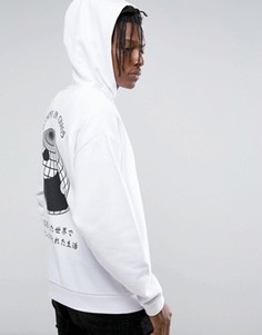 Худи свободного кроя с принтом на спине ASOS - Белый