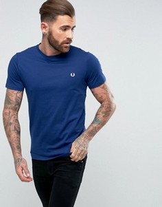 Синяя узкая футболка с круглым вырезом и логотипом Fred Perry - Синий