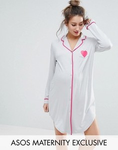 Трикотажное платье-рубашка с длинными рукавами ASOS Maternity - Серый