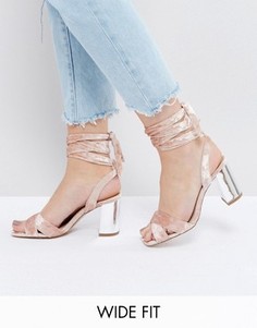 Бархатные босоножки для широкой стопы ASOS HONEYMOON - Розовый