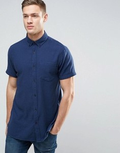 Узкая рубашка в клеточку с короткими рукавами и карманом Jack &amp; Jones Originals - Темно-синий