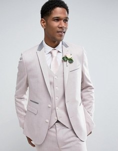 Розовый фактурный пиджак скинни ASOS WEDDING - Розовый