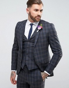 Облегающий пиджак в клетку Jack &amp; Jones Premium - Серый
