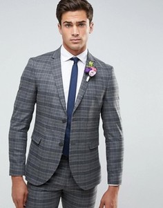 Облегающий пиджак в клетку Jack &amp; Jones Premium - Серый