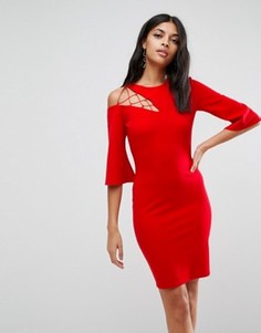 Свободное платье с рукавами клеш ASOS - Красный