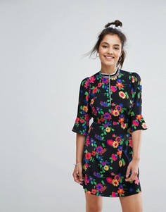 Чайное платье с ярким цветочным принтом ASOS - Мульти
