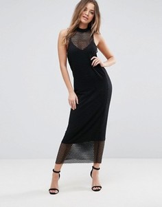 Платье макси 2 в 1 из крупной сетки ASOS - Черный