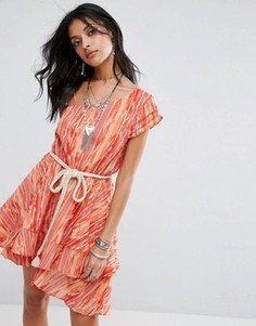 Многоярусное платье мини на одно плечо Free People Heart Shaped Face - Кремовый